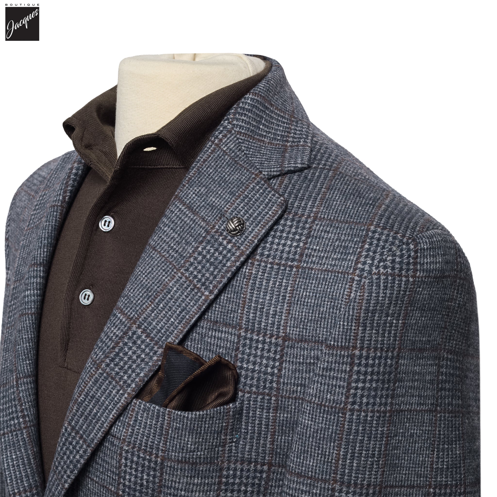 Blue Check Superfine Wool Hartford Contemporary Fit Knitted Sport Jacket - Jack Victor - Image 4