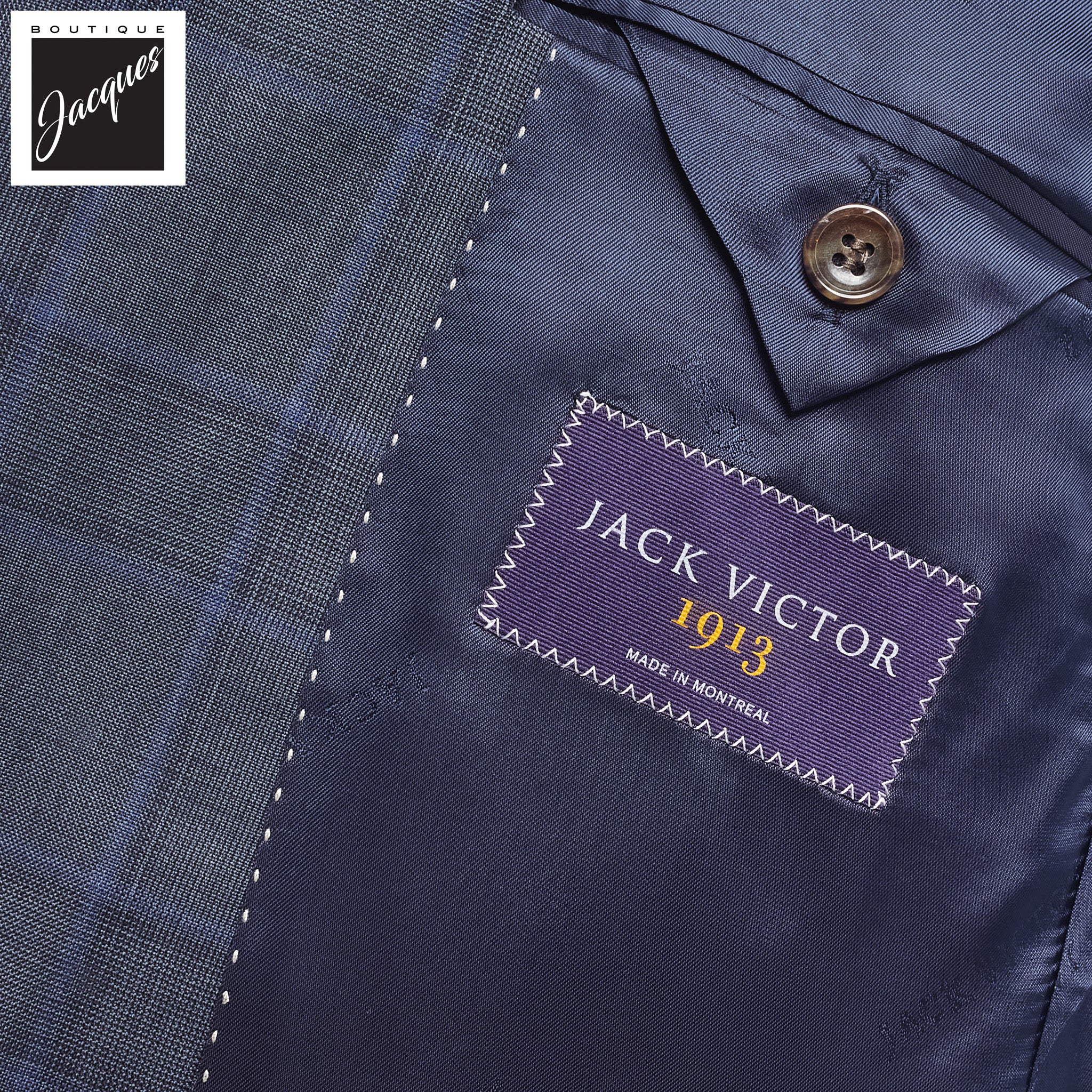 Gray with Blue Check Essence Modern Fit Super 150's Wool Suit - Jack Victor 1913 - Image 4