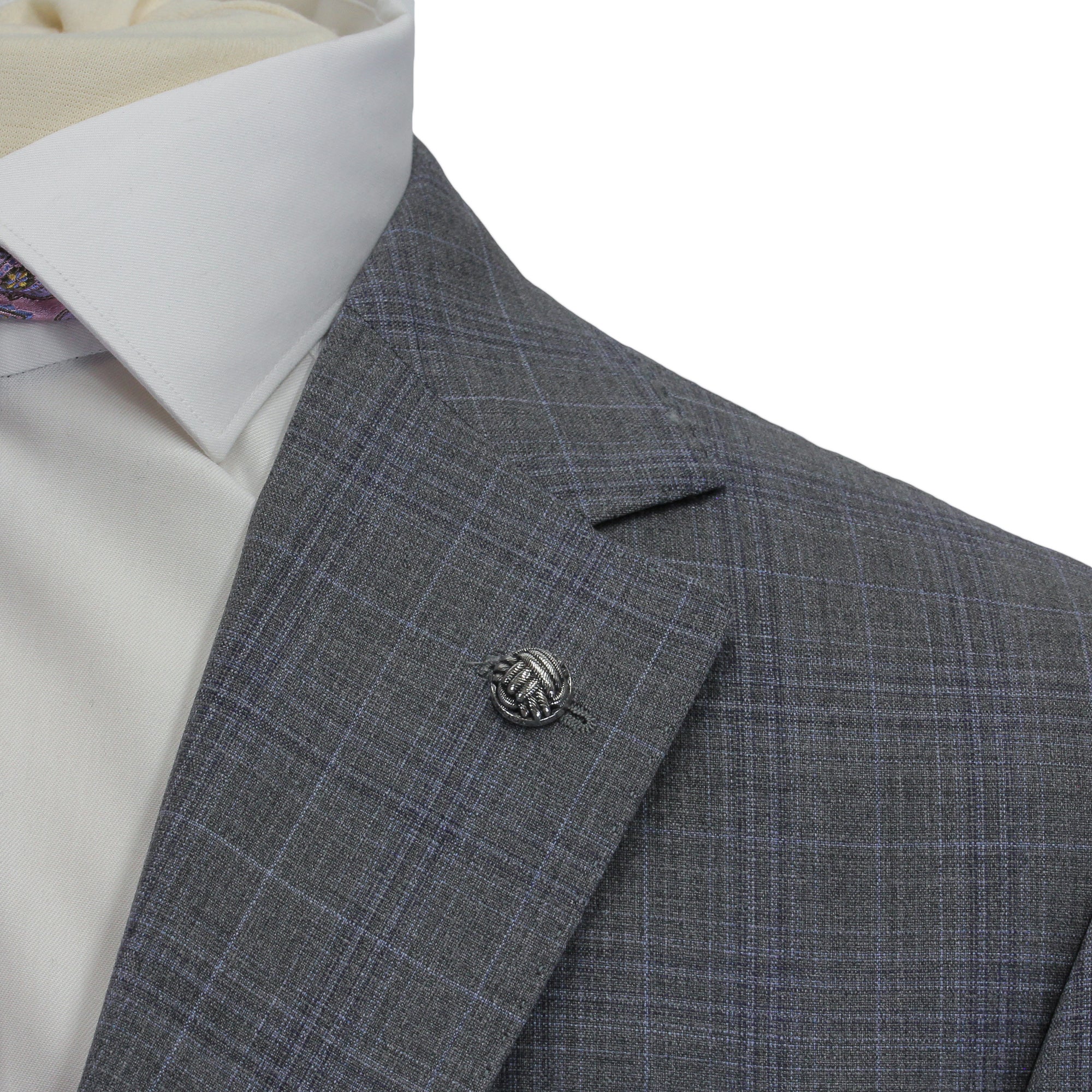 Gray with Blue Check Esprit Modern Fit Wool Suit - Jack Victor - Image 7