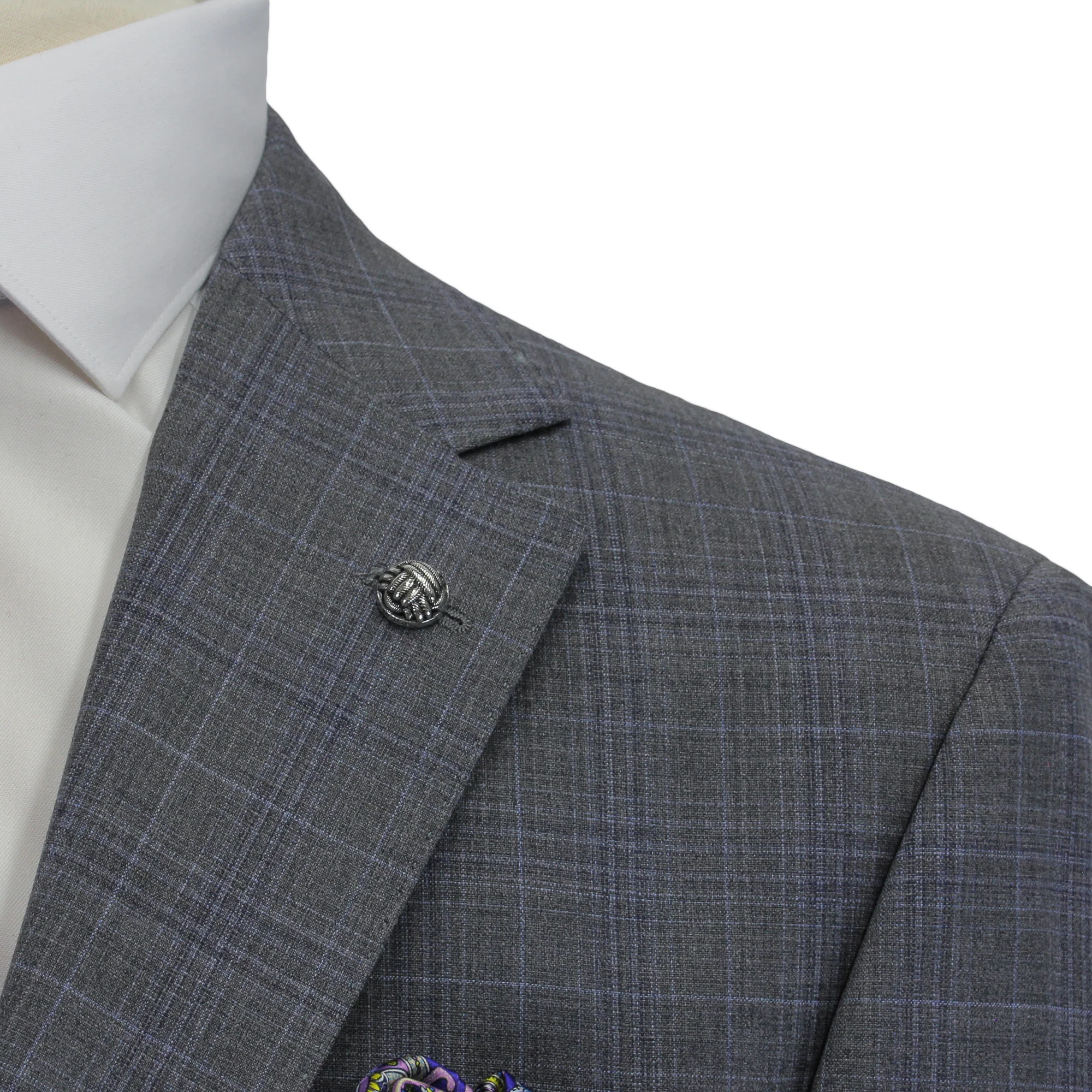 Gray with Blue Check Esprit Modern Fit Wool Suit - Jack Victor - Image 8
