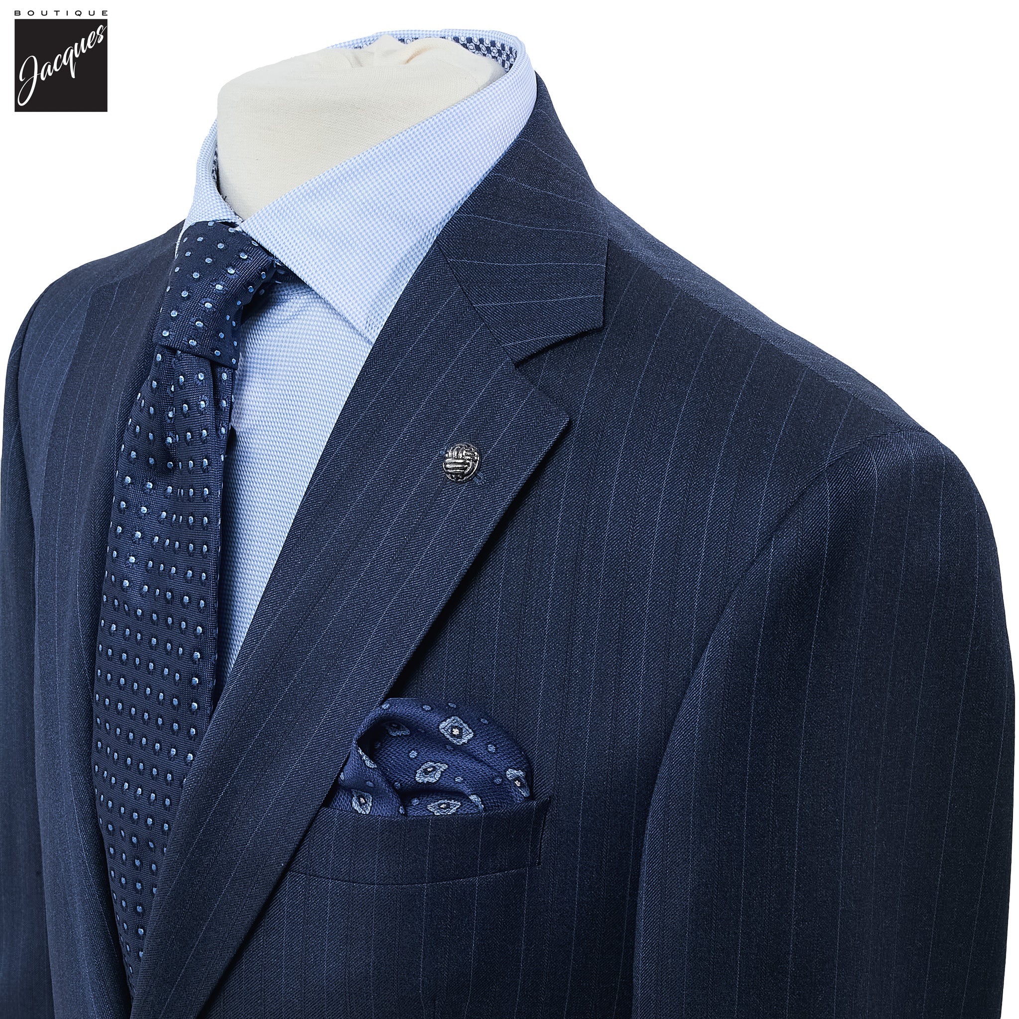 Blue Stripe Napoli Classic Fit Superfine Merino Wool Suit - Jack Victor - Image 2
