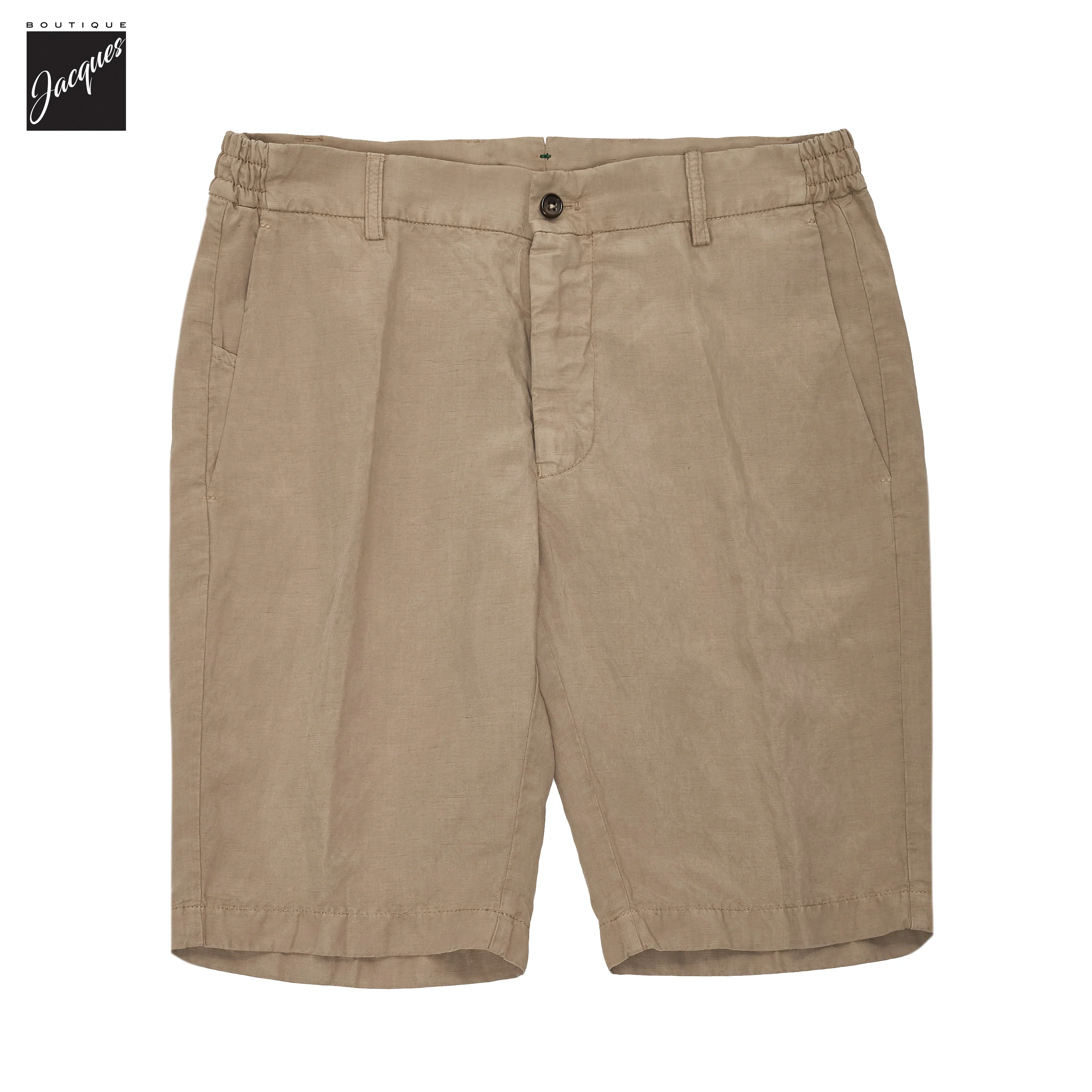 Butternut Beige Lyocell-Linen Elax Bermuda Shorts - Berwich - Image 2
