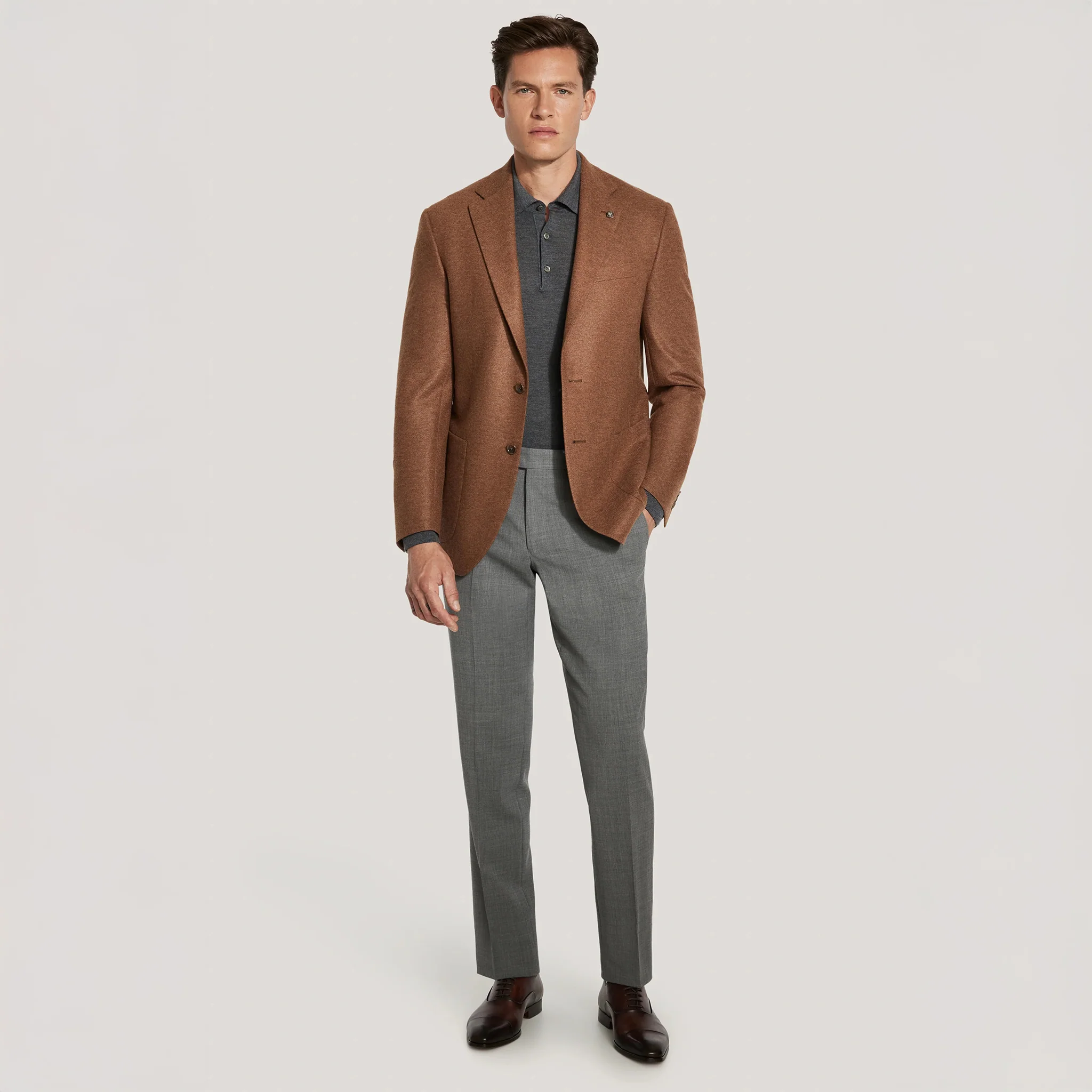 Caramel Pure Knitted Cashmere Darwin Contemporary Fit Sport Jacket - Jack Victor - Image 13