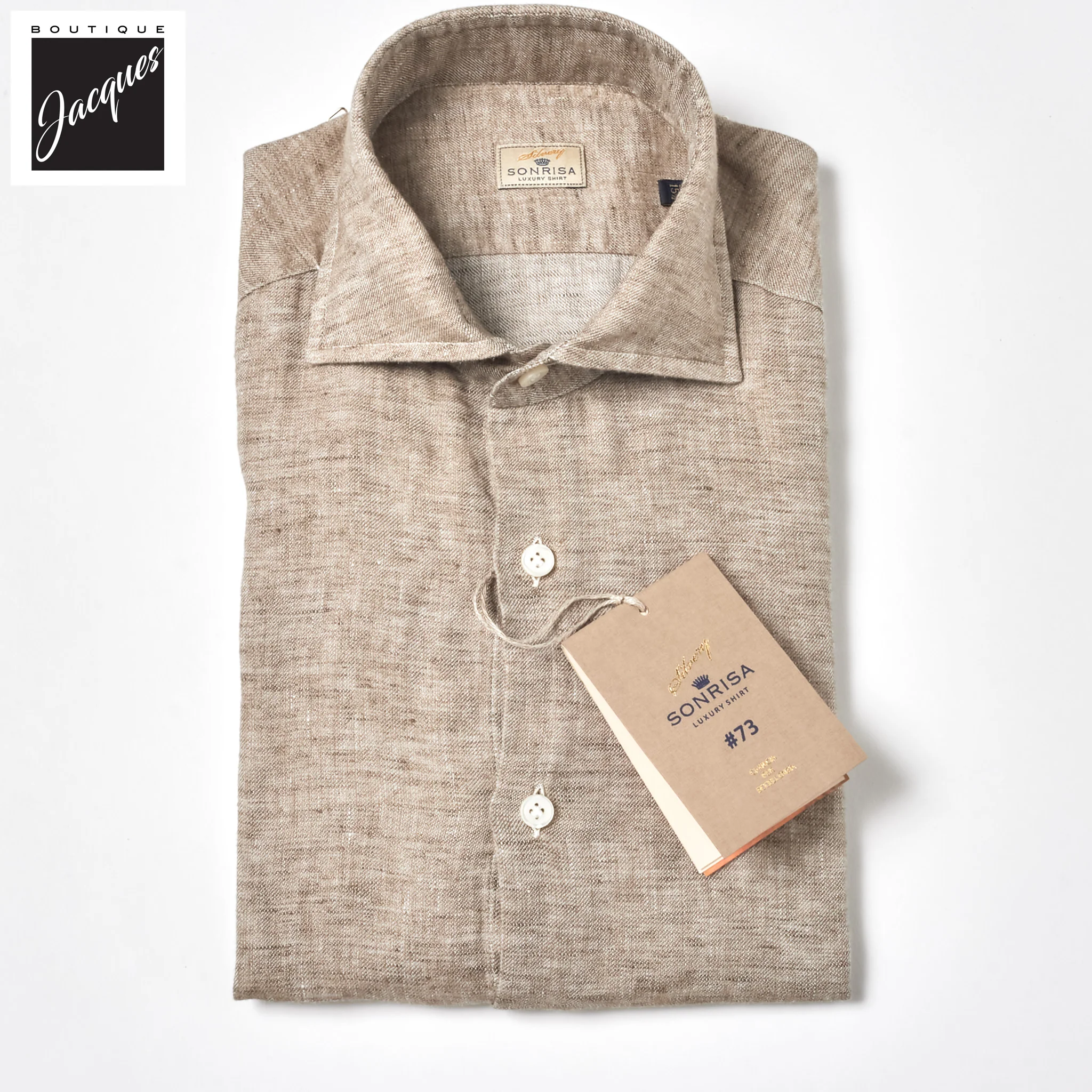 Coffee Brown Garment-Dyed Linen Modern Fit Casual Shirt - SONRISA