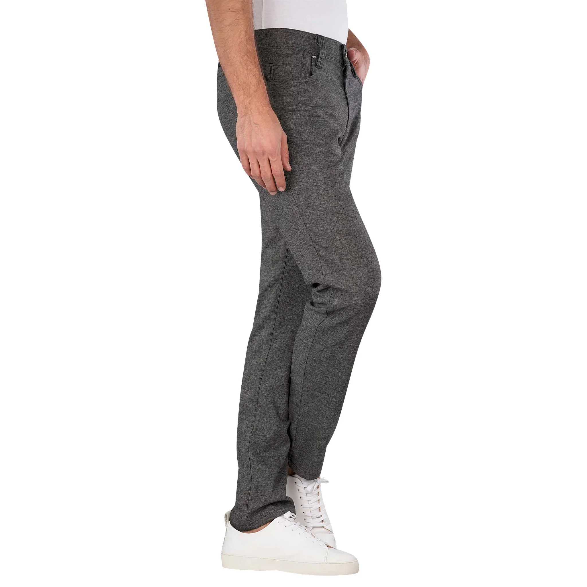 Gray Bi-Colour Ceramica Pipe Five Pocket Pants - ALBERTO - Image 4
