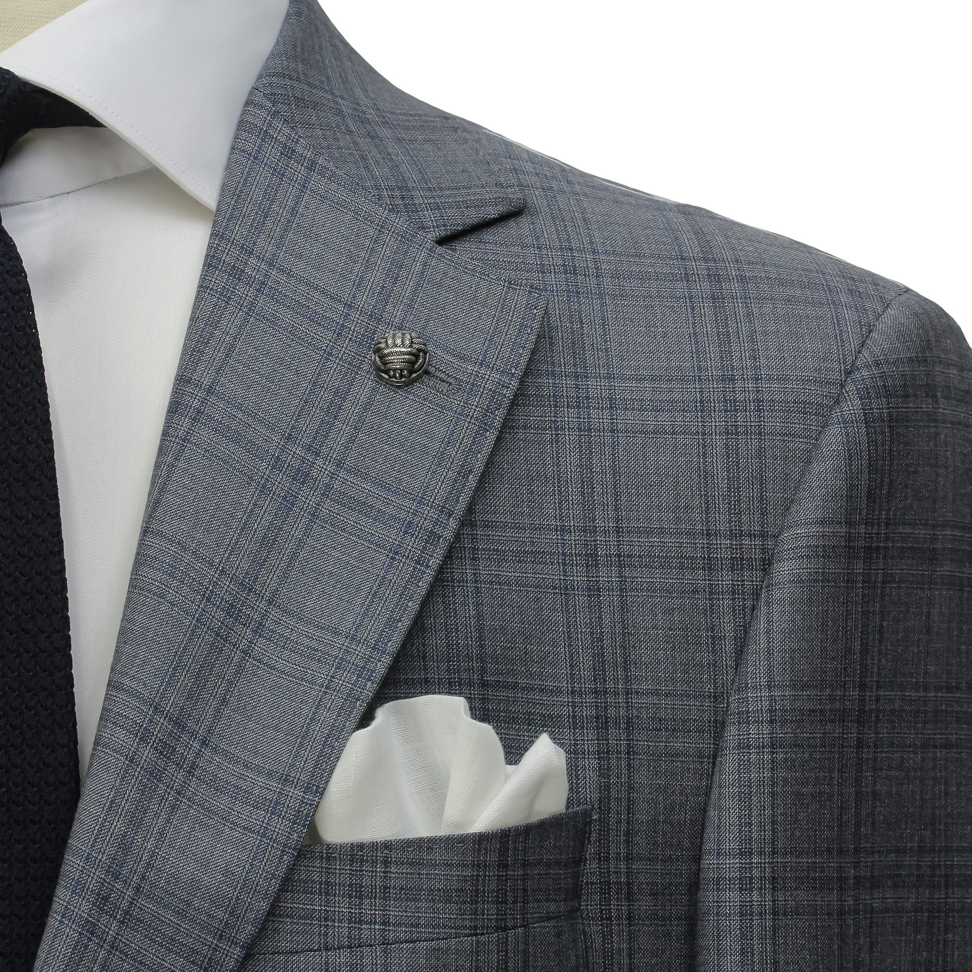 Gray & Blue Check Super 150's Wool Essence Modern Fit Suit - Jack Victor 1913 - Image 3