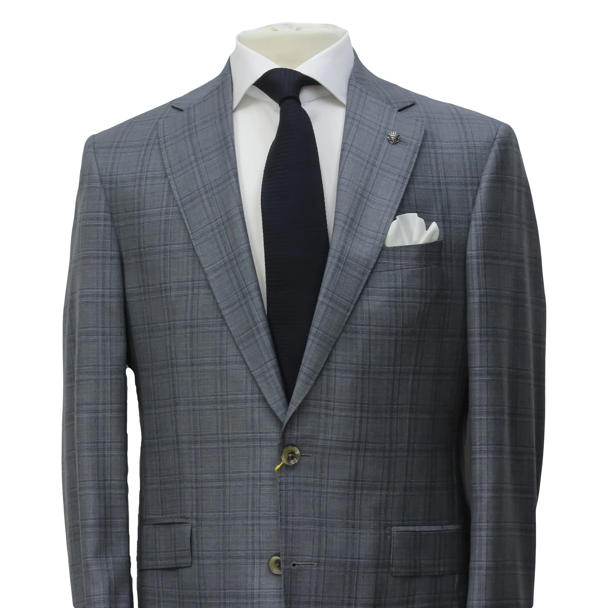 Gray & Blue Check Super 150's Wool Essence Modern Fit Suit - Jack Victor 1913 - Image 5