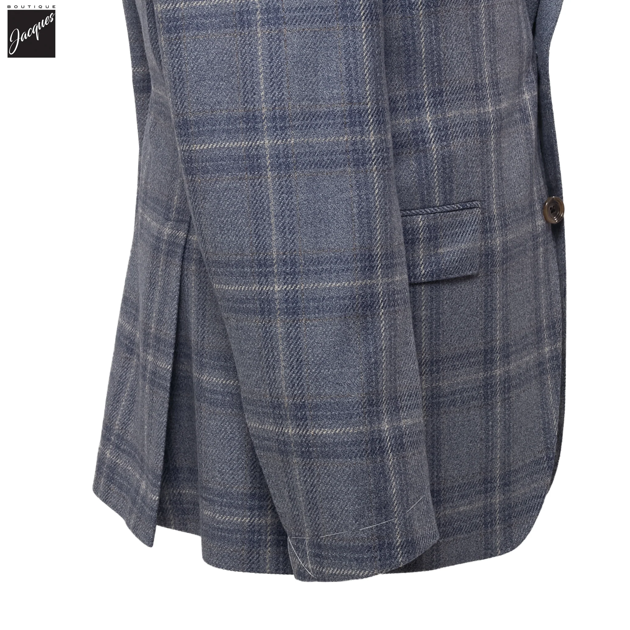 Light Blue Check McAllen Wool-Silk Contemporary Fit Sport Jacket - Jack Victor - Image 3