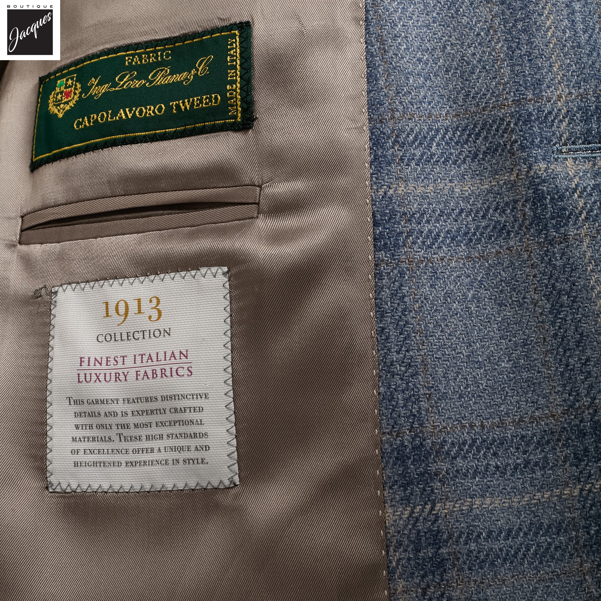 Light Blue Check McAllen Wool-Silk Contemporary Fit Sport Jacket - Jack Victor - Image 4
