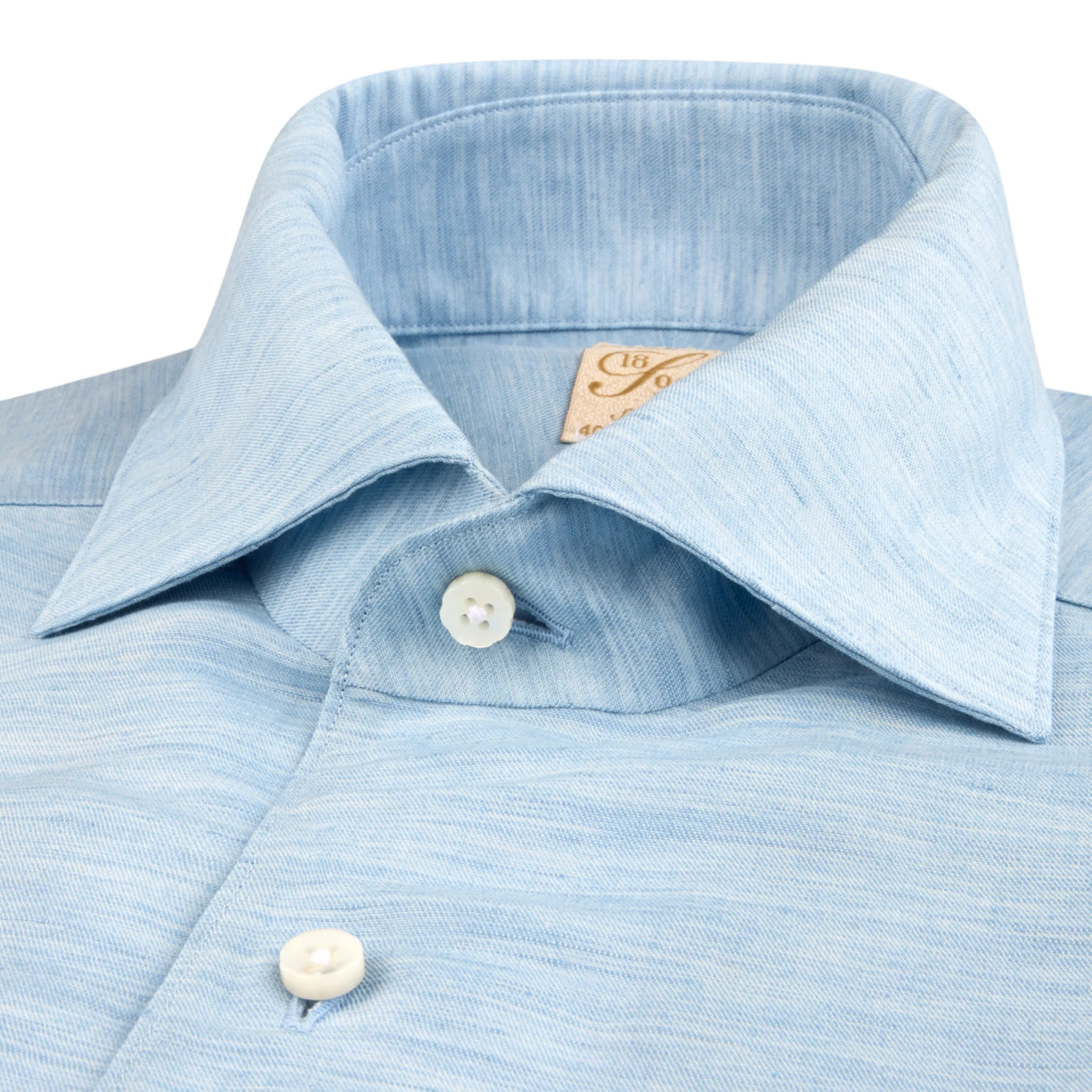 Light Blue Linen-Lyocell 1899 Slim Dress Shirt - Stenströms - Image 2