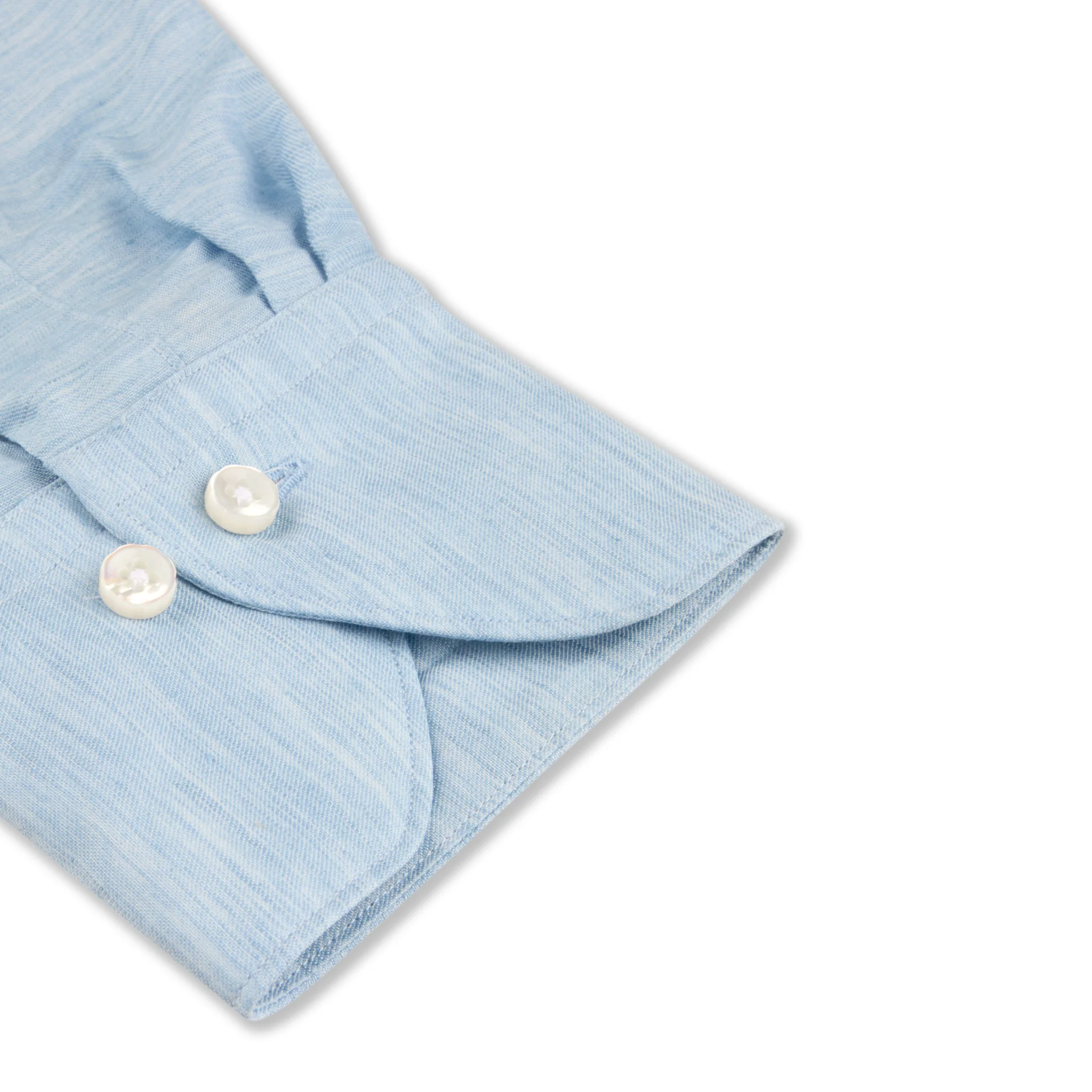 Light Blue Linen-Lyocell 1899 Slim Dress Shirt - Stenströms - Image 3