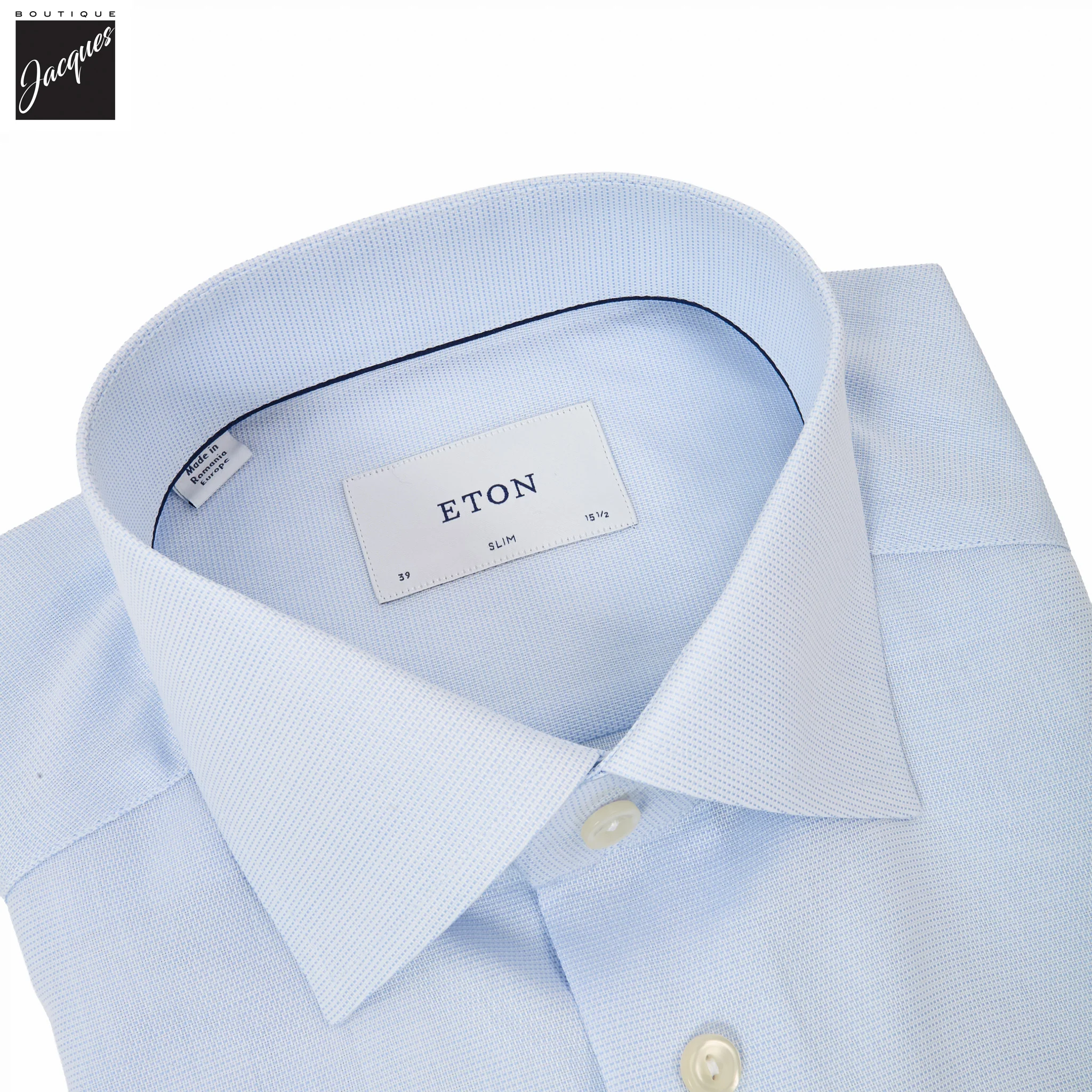 Light Blue Semi Solid Signature Twill Slim Fit Shirt - ETON - Image 2