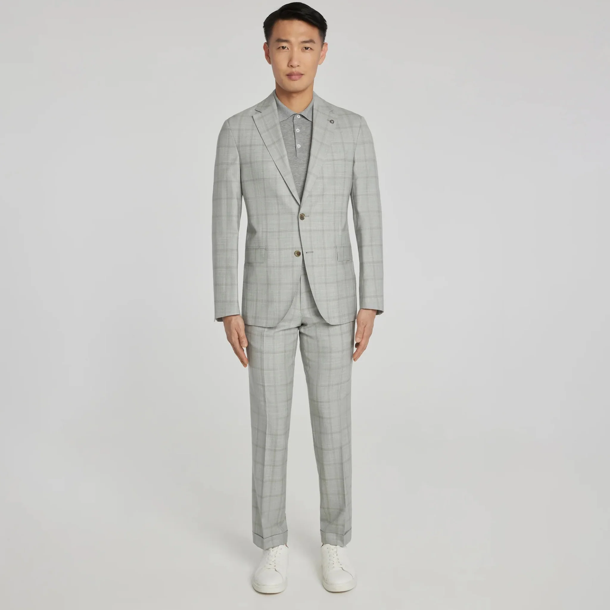 Light Grey Subtle Windowpane Check McAllen Contemporary Fit Suit - Jack Victor - Image 2