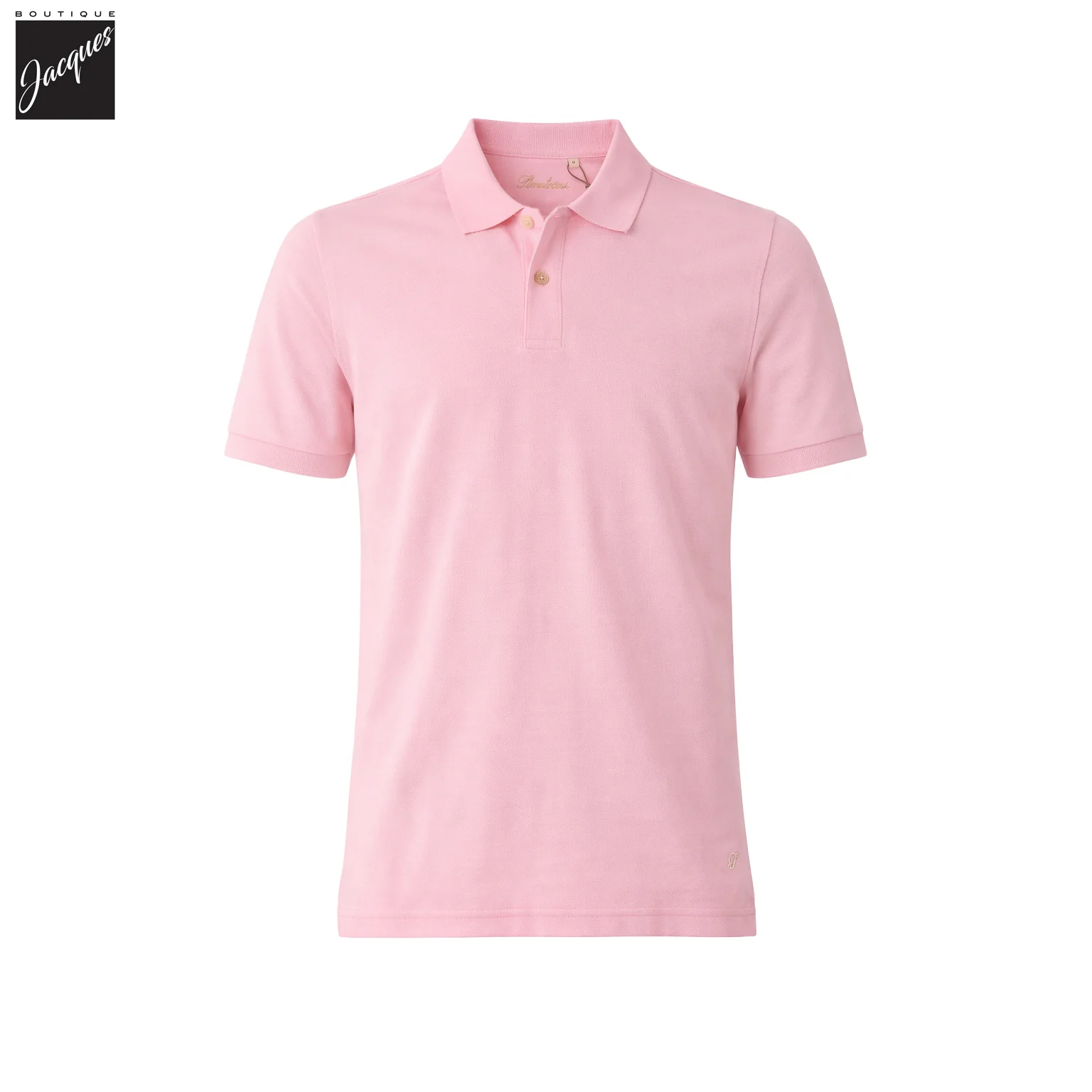 Light Pink Piqué Cotton Short Sleeve Polo Shirt - Stenströms