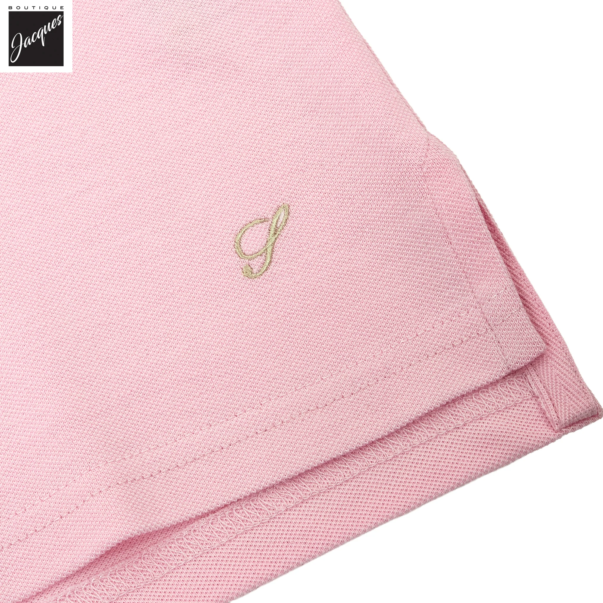Light Pink Piqué Cotton Short Sleeve Polo Shirt - Stenströms - Image 5