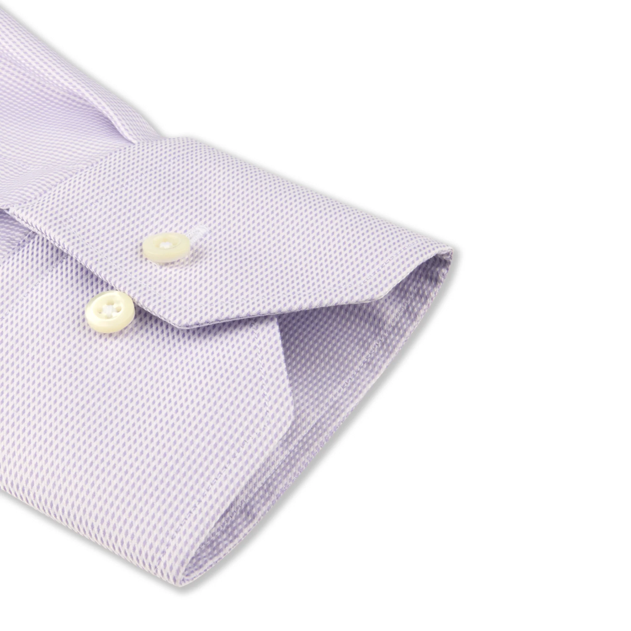 Light Purple Neat Cotton Twill Fitted Body Shirt - Stenströms - Image 3