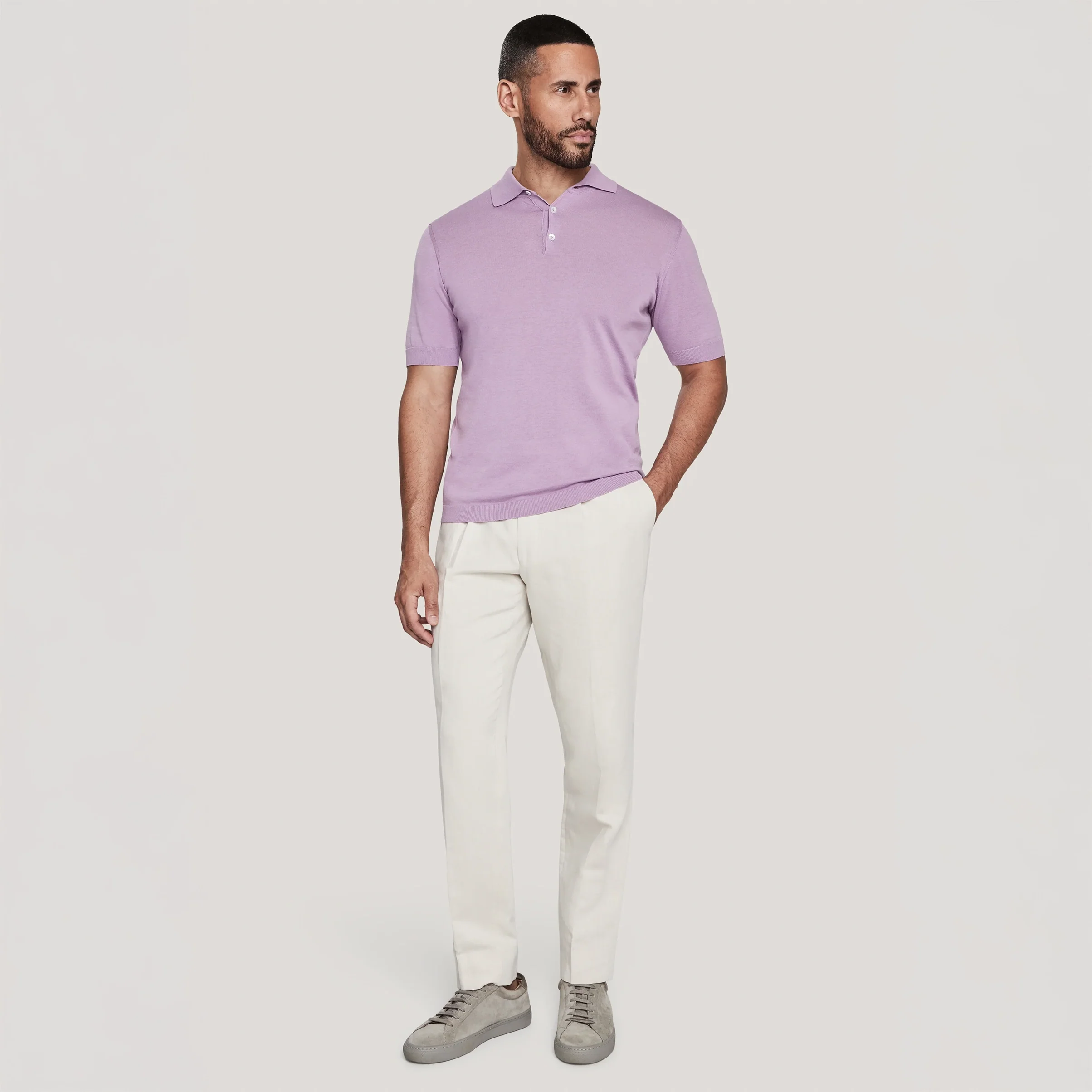 Lilac Cotton Silk Knit Tupper Polo - Jack Victor - Image 2