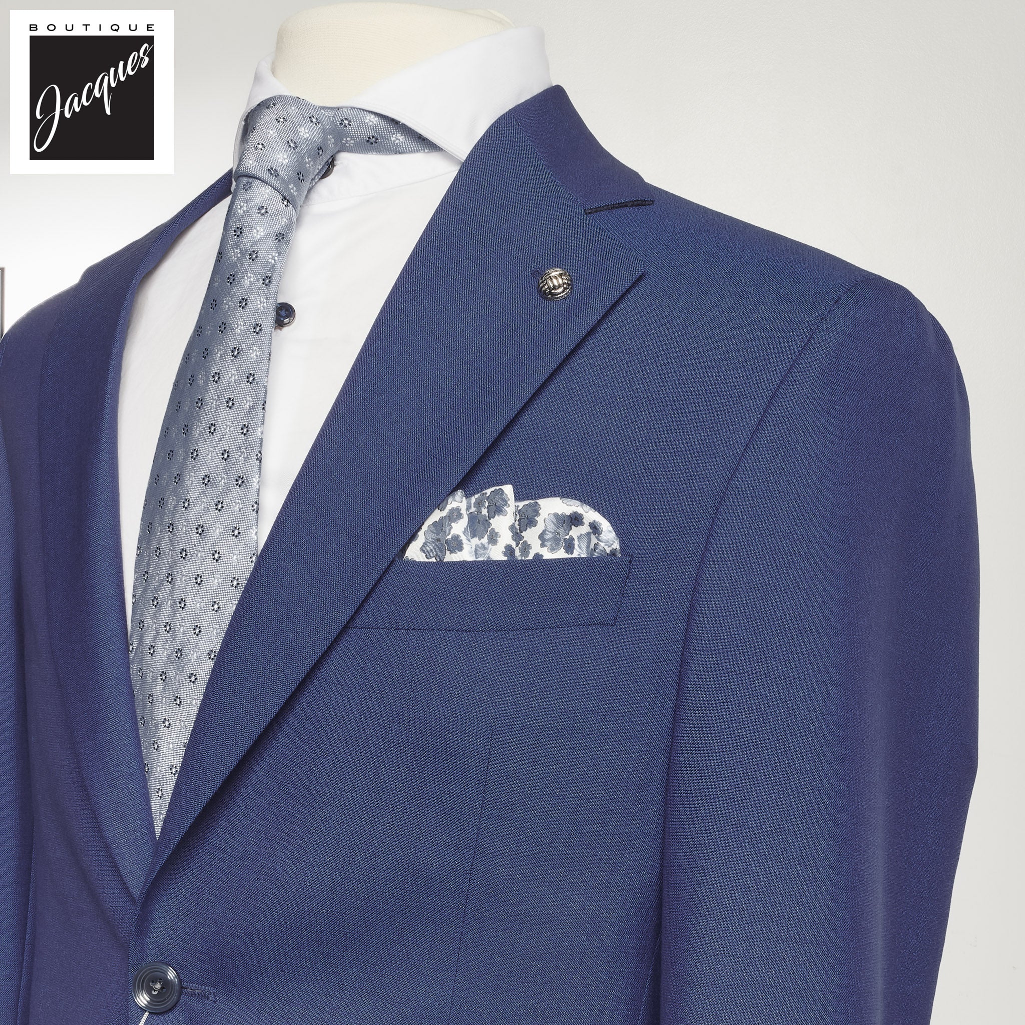 Mid Blue Montana Contemporary Fit Wool Suit - Jack Victor - Image 2