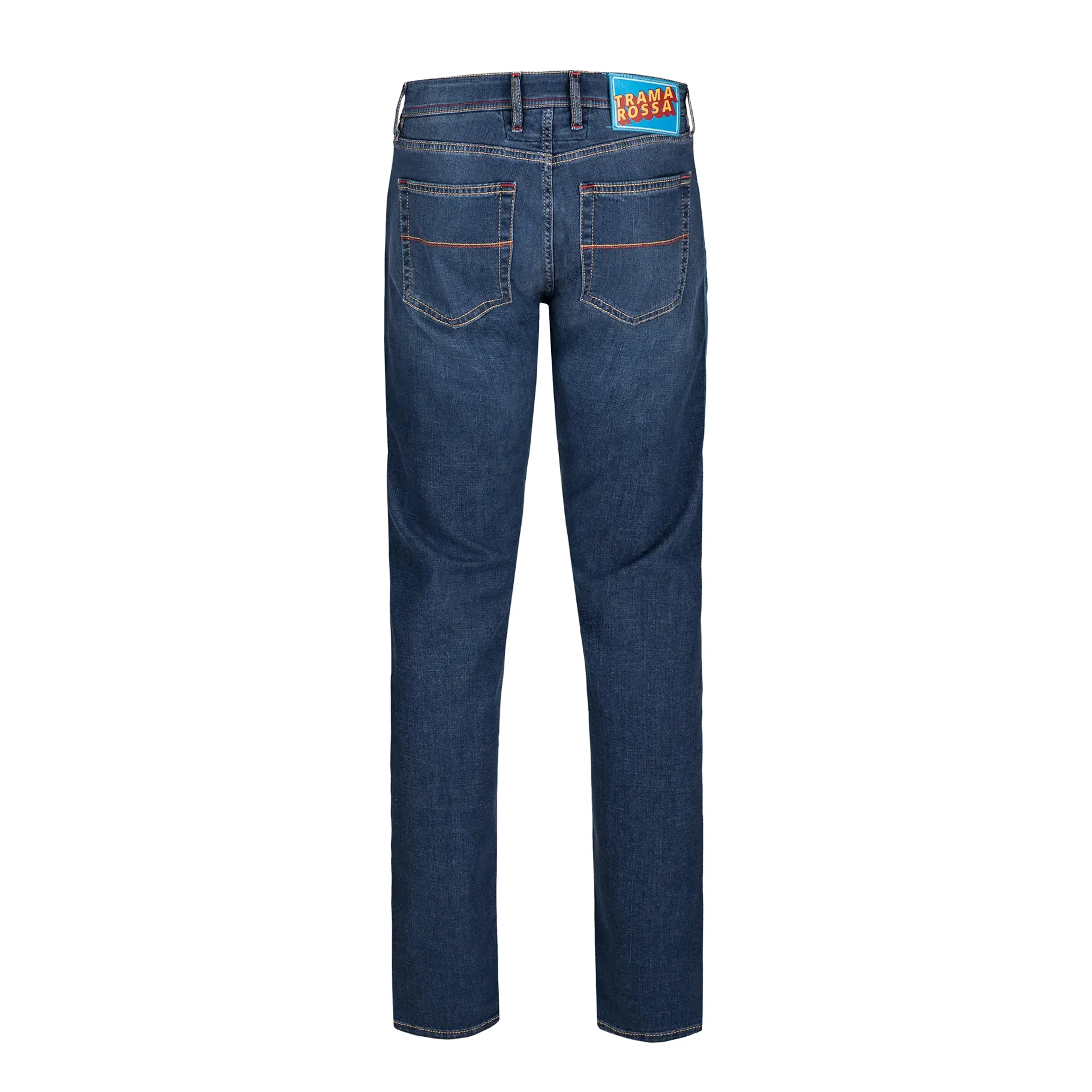 Mid Blue Pop Art Motif Leonardo Slim Fit Super-Stretch Denim - TRAMAROSSA - Image 2