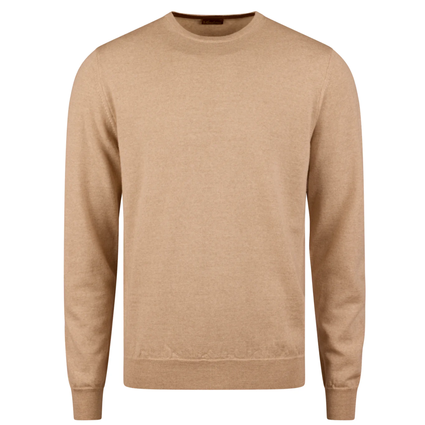 Oatmeal Merino Wool Crew Neck Sweater w/ Elbow Patches - Stenströms