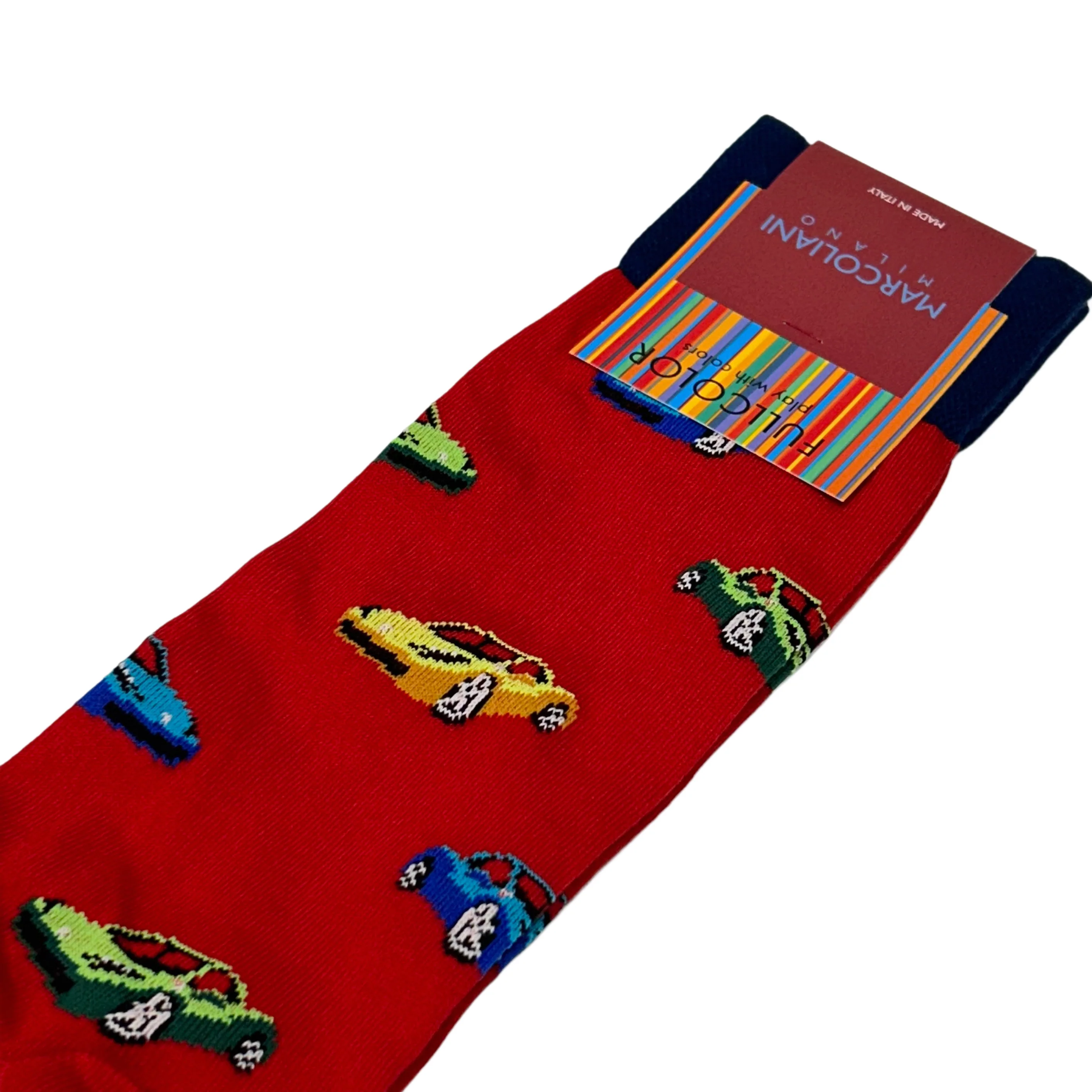 Red Italian Maranello Pima Cotton Mid-Calf Sock - Marcoliani - Image 2