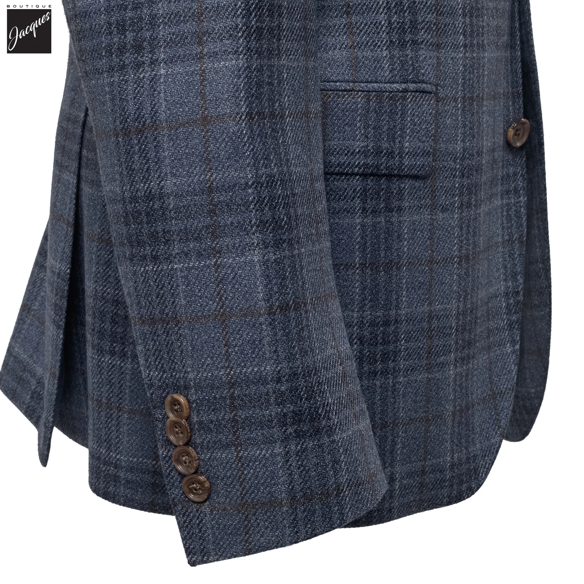 Steel Blue Wool-Silk Tweed McAllen Contemporary Fit Sport Jacket - Jack Victor - Image 3