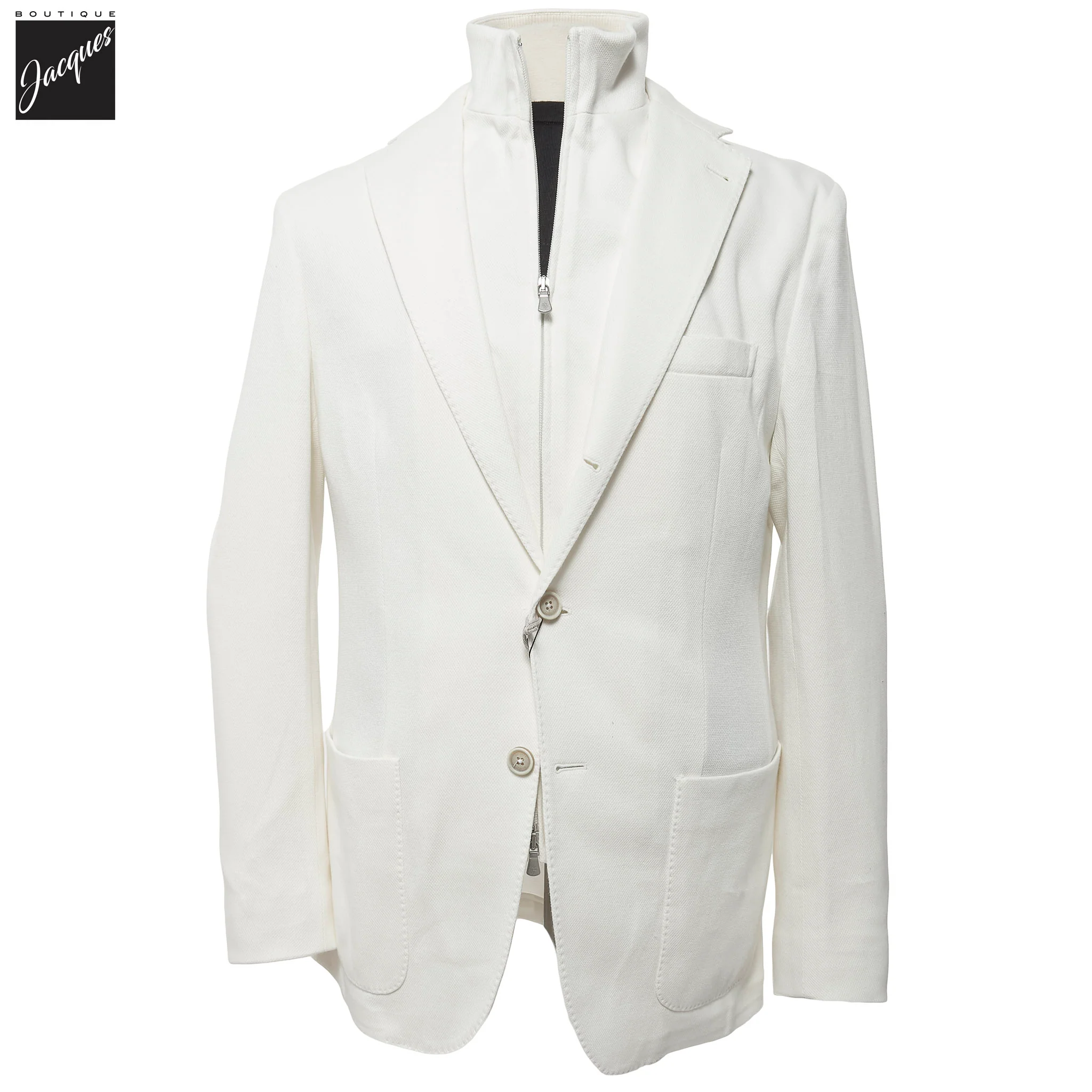 White Cotton Hybrid Sport Jacket with Removable Bib - ELEVENTY PLATINUM