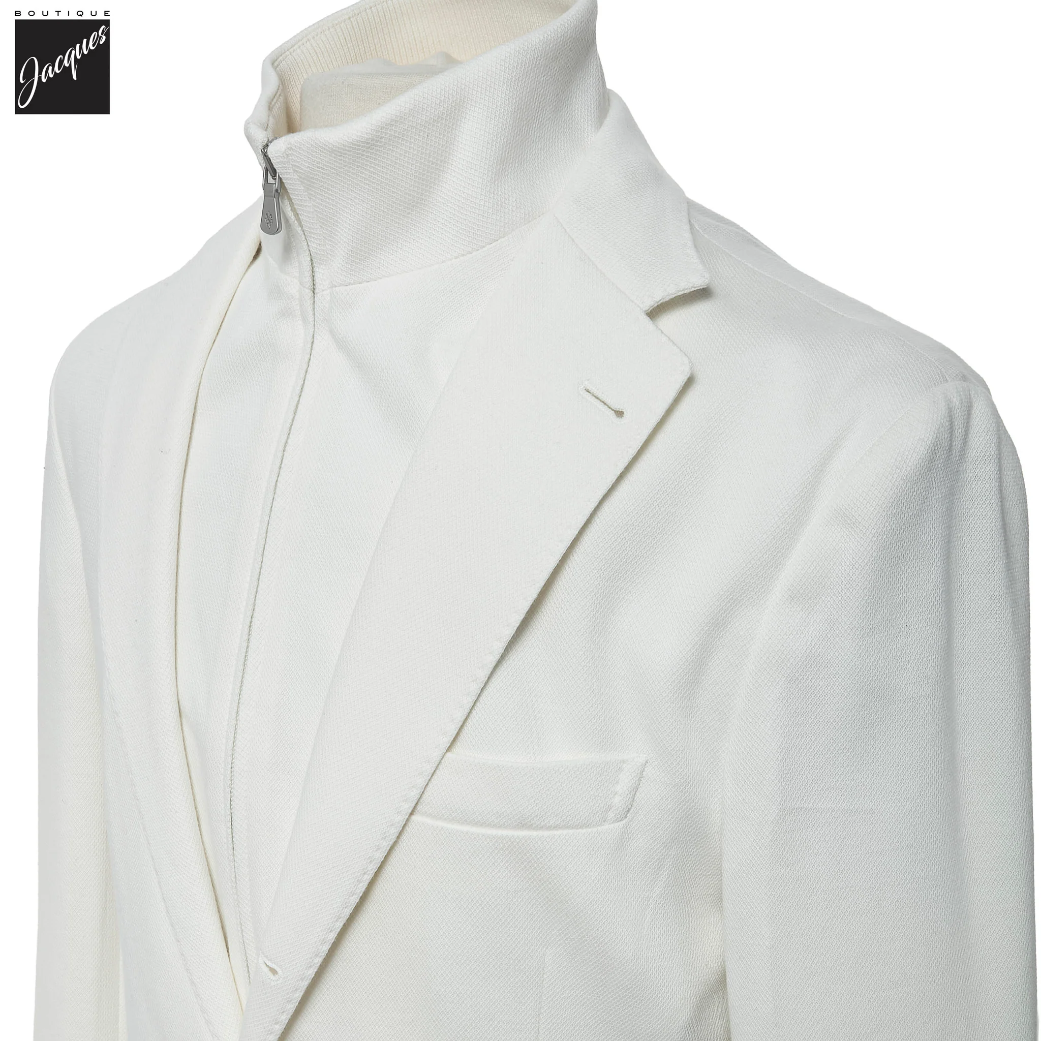 White Cotton Hybrid Sport Jacket with Removable Bib - ELEVENTY PLATINUM - Image 2