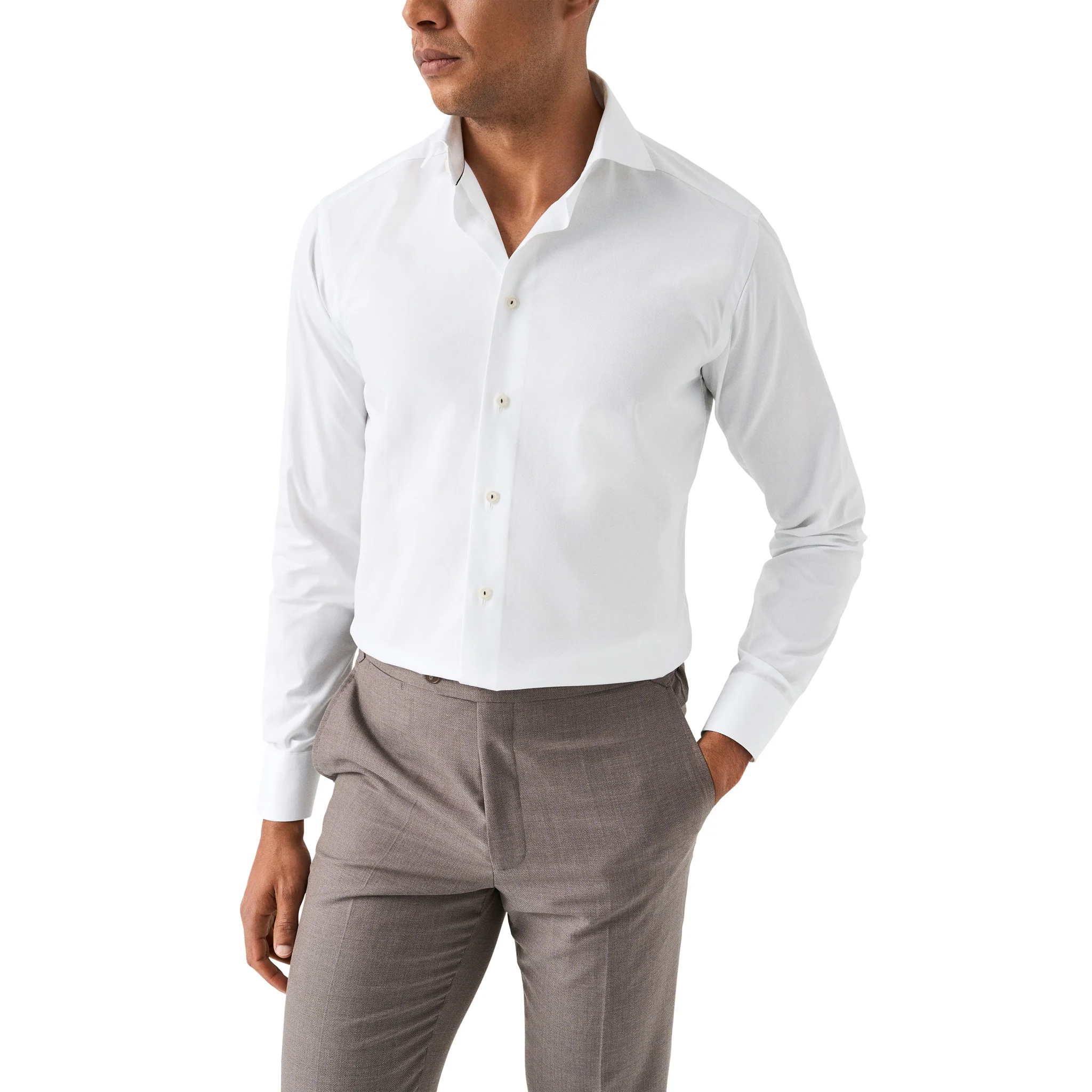 White Semi-Solid Signature Dobby Slim Fit Shirt - ETON - Image 4