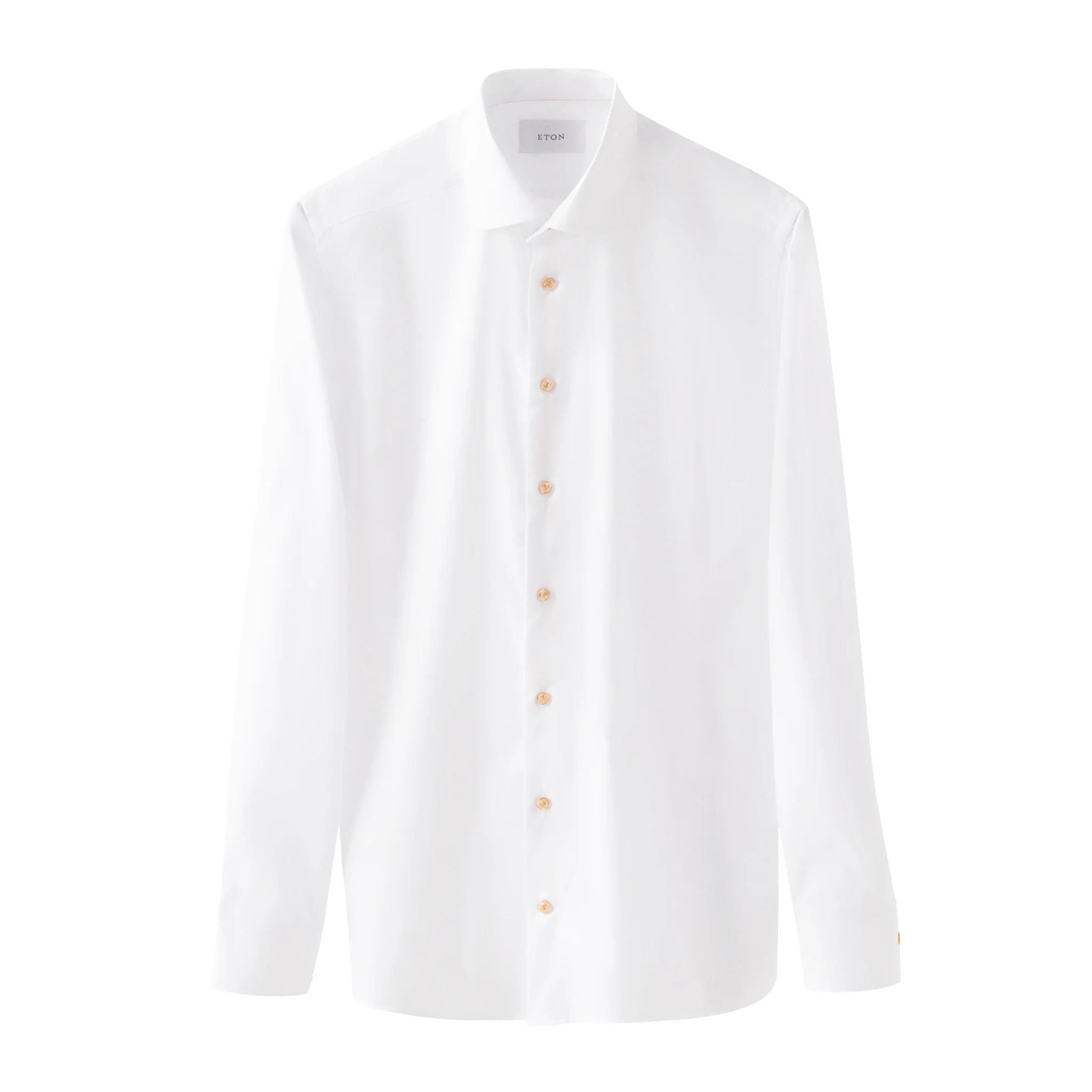 White Solid Beige Effect Signature Twill Slim Fit Shirt - ETON - Image 2
