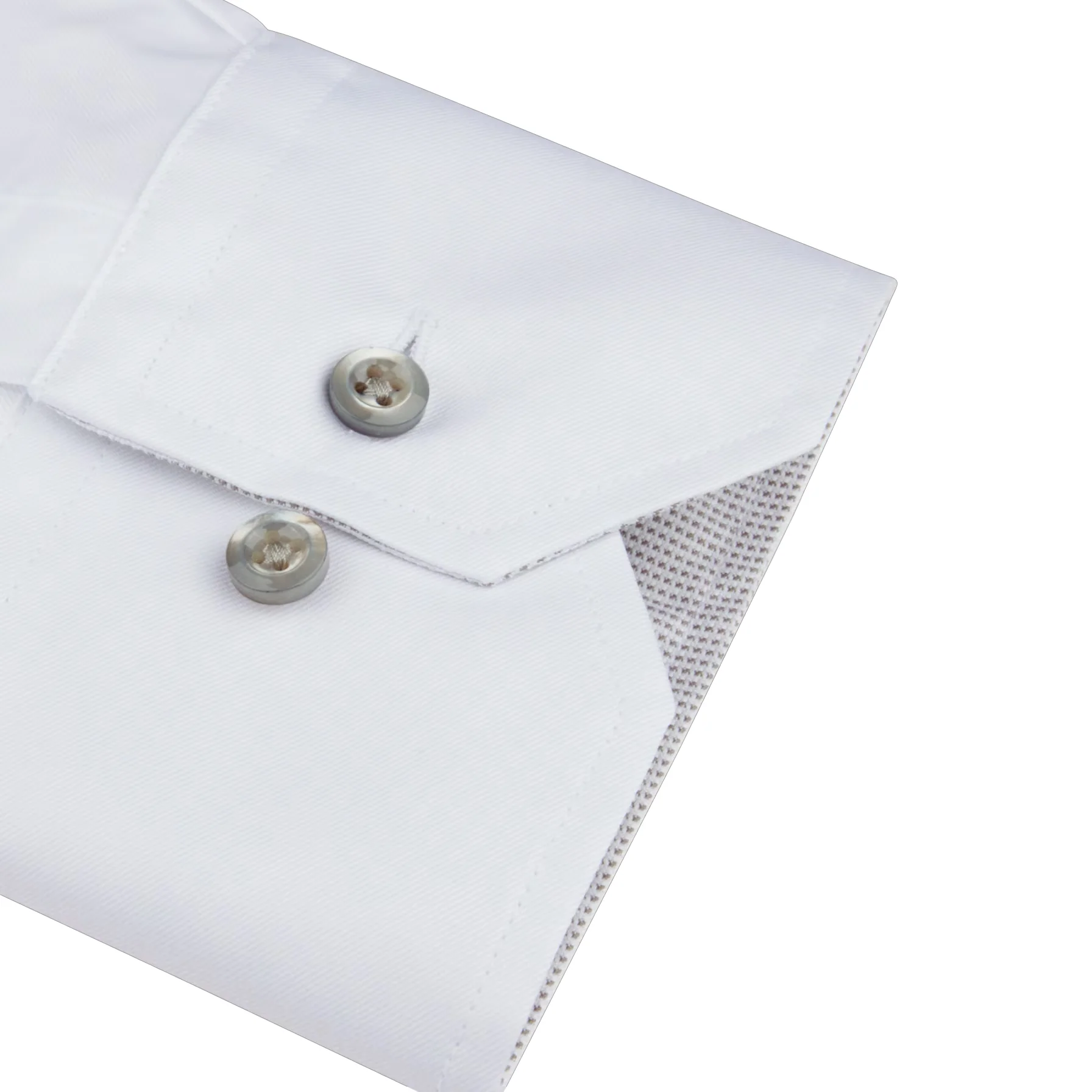 White Twill Fitted Body Shirt with Gray Contrast Details - Stenströms - Image 3